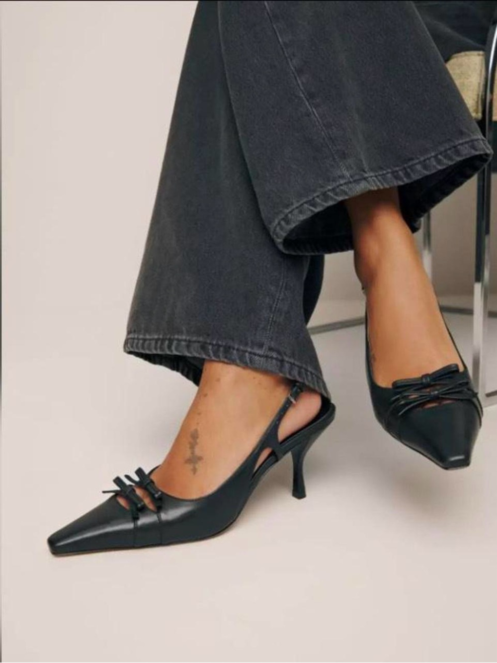 Reformation Noreen black slingback heels
